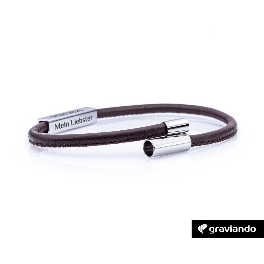 Schlichtes Lederarmband mit Gravur - Braun