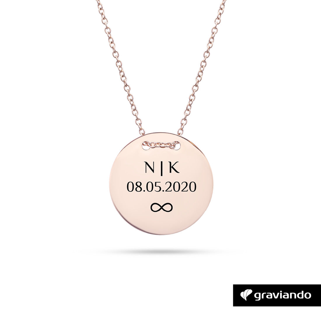 Halskette mit Namen und Datum - Rosé