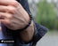 Lederarmband mit Gravur Onyx-Perlen - Schwarz