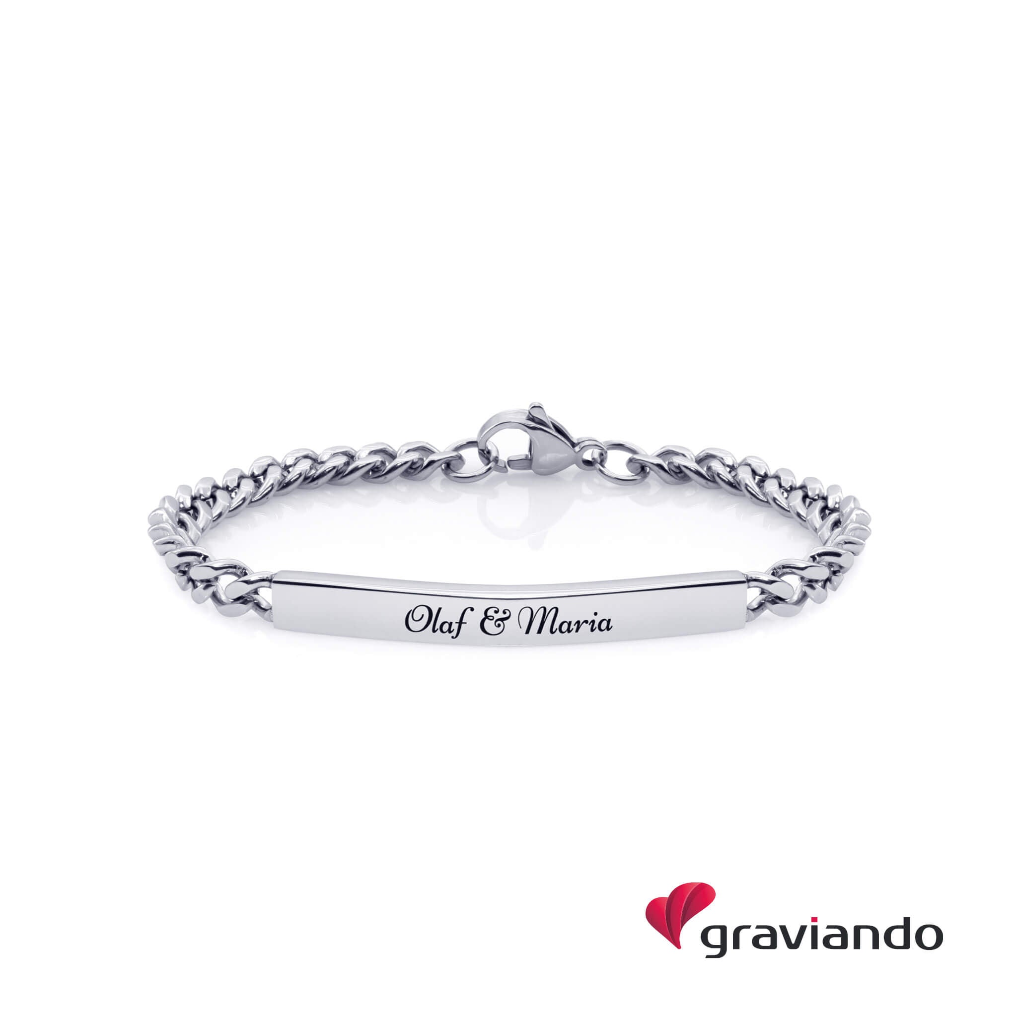 Partner Armband Edelstahl mit Gravur - Silber