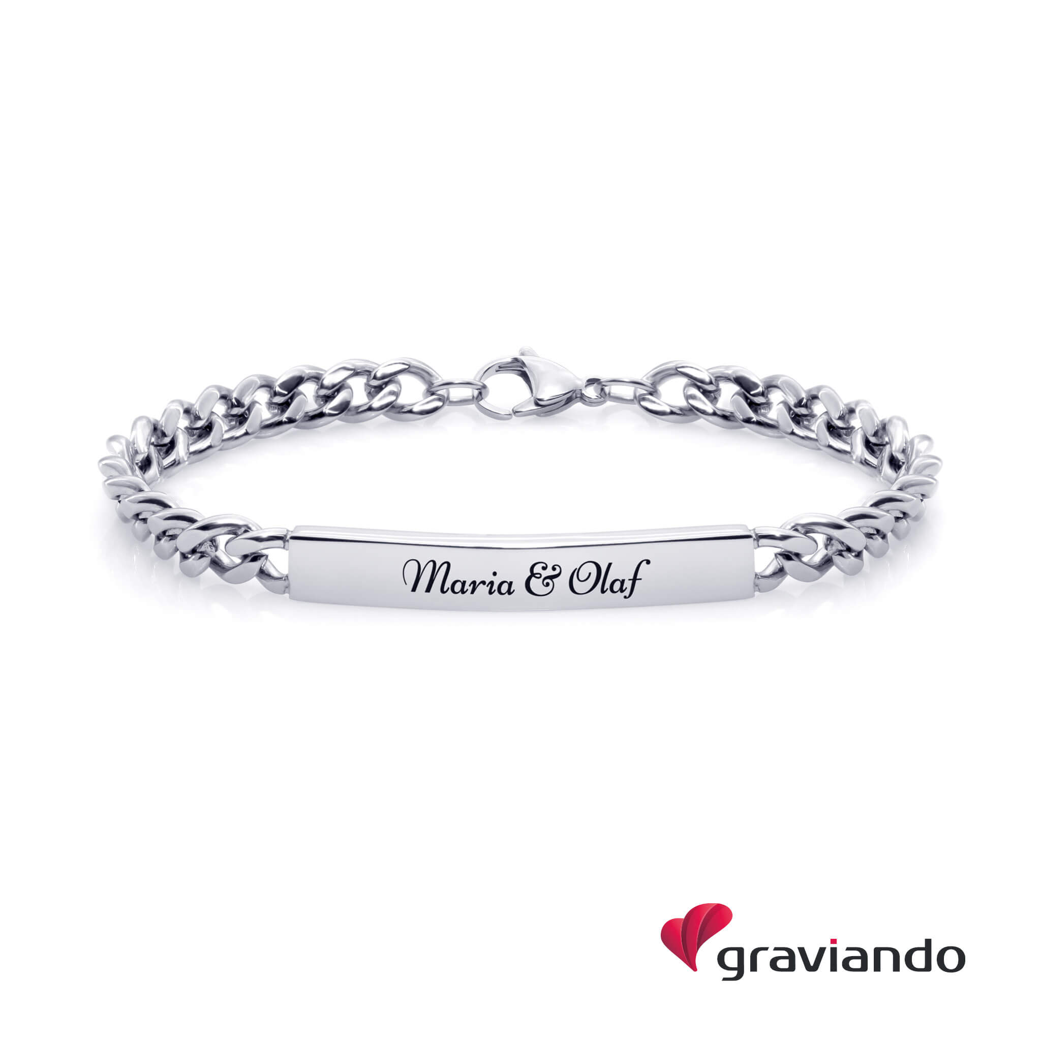 Partner Armband Edelstahl mit Gravur - Silber