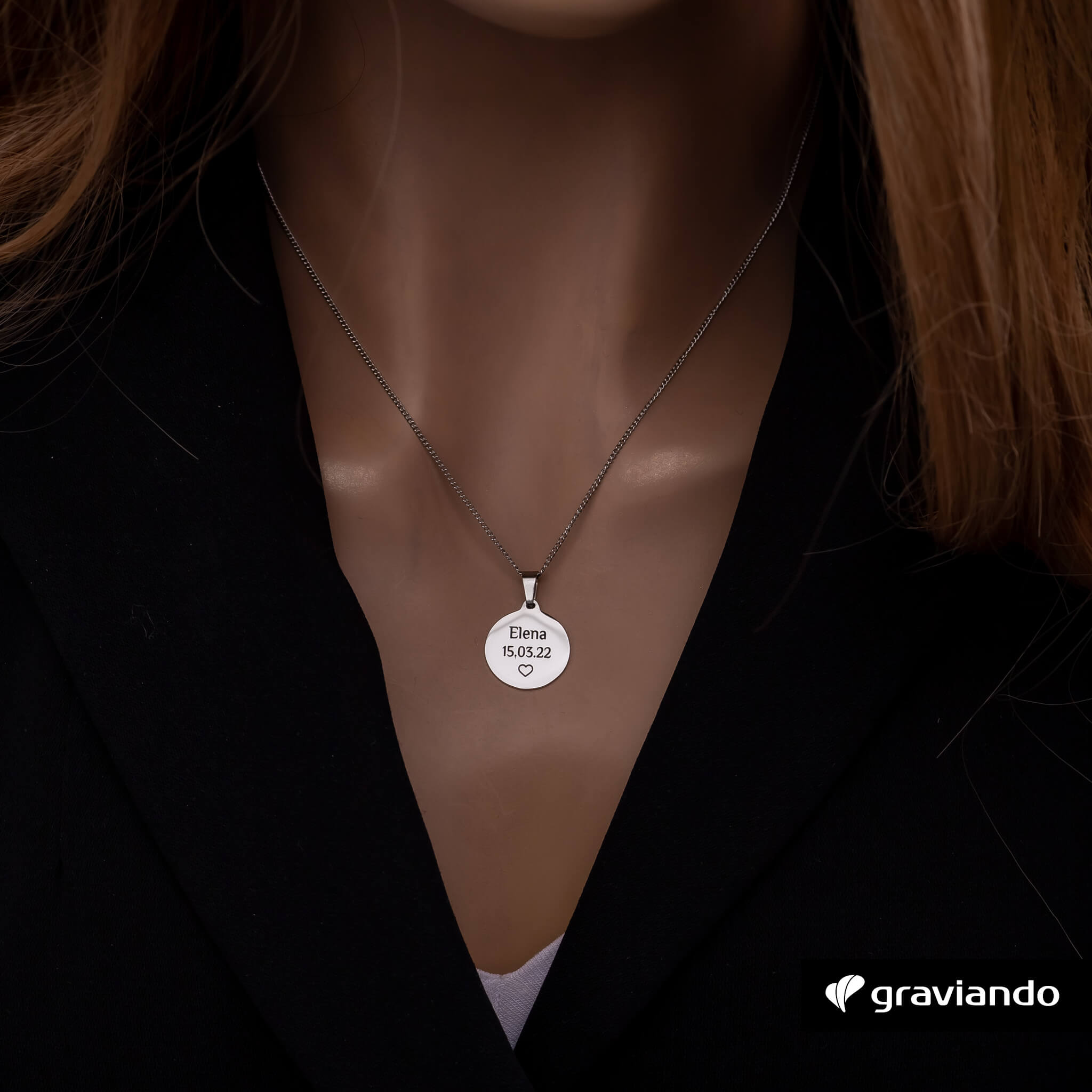 Plättchenkette mit Gravur - Rosé