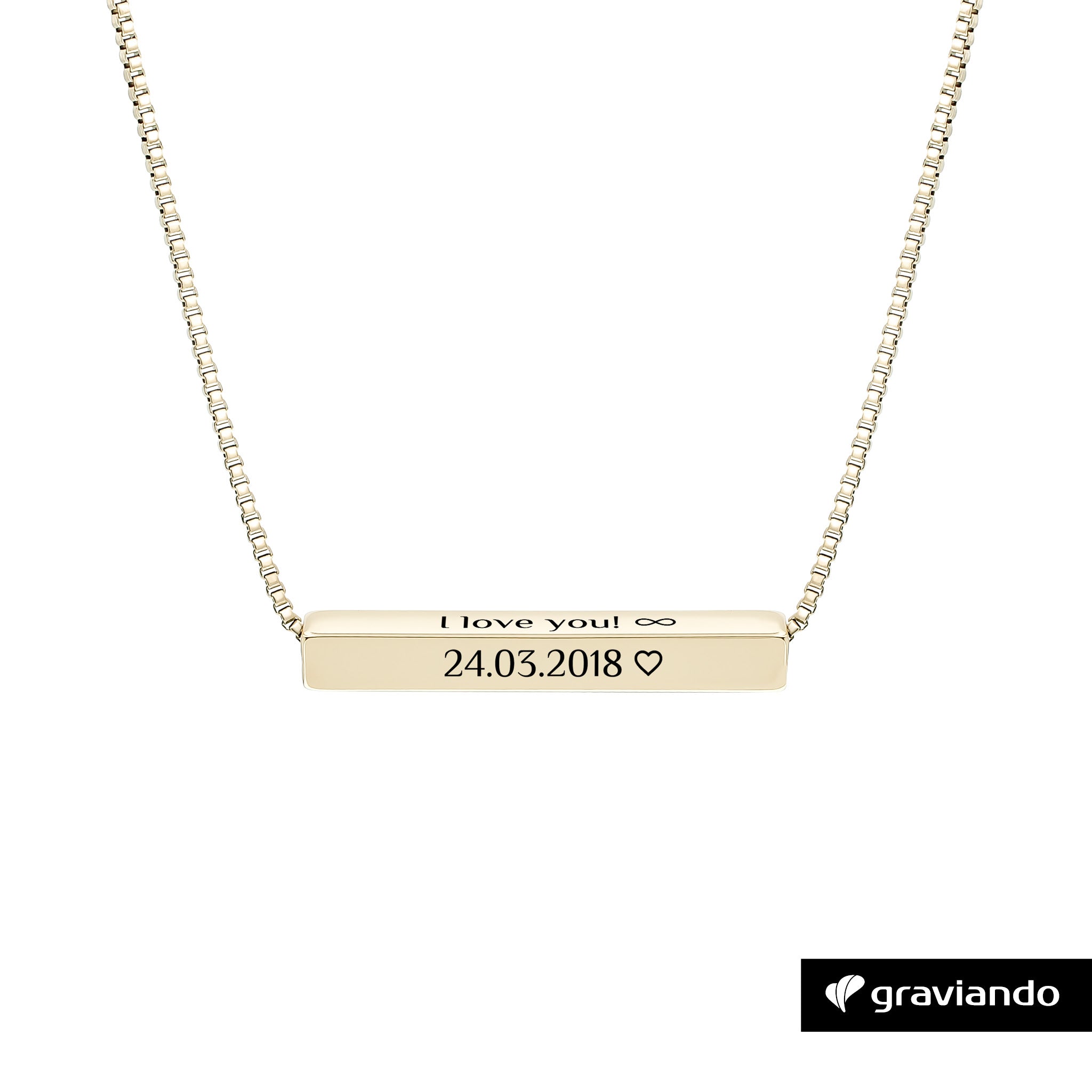 Säulenkette mit Gravur - Gold