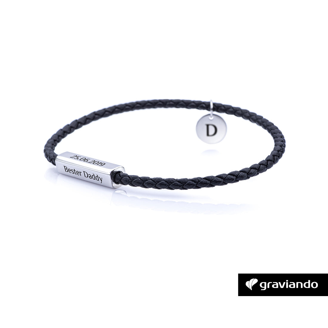 Schlichtes Lederarmband Herren - Schwarz