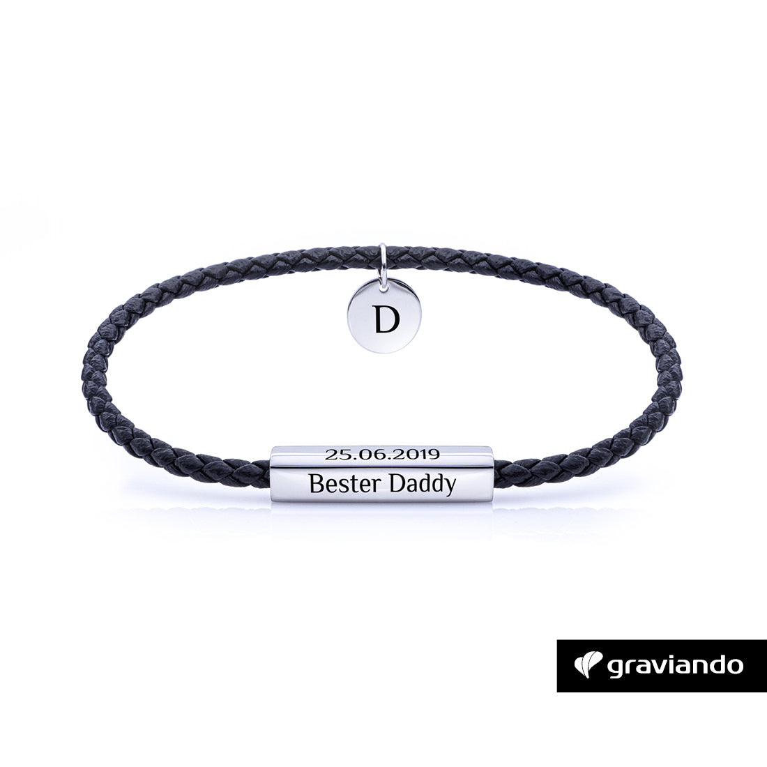 Schlichtes Lederarmband Herren - Schwarz