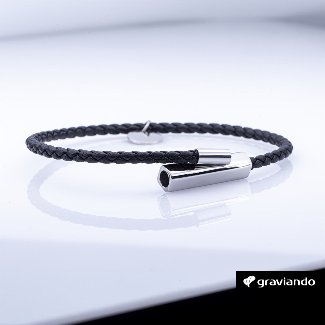 Schlichtes Lederarmband Herren - Schwarz