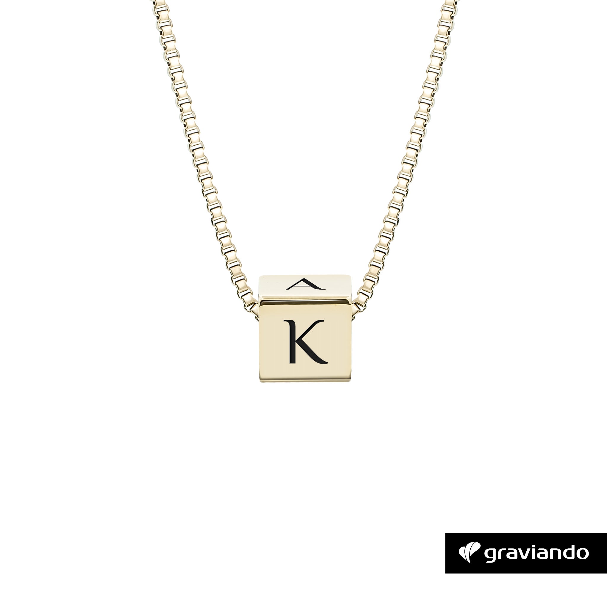 Halskette mit Gravur Würfel - Silber