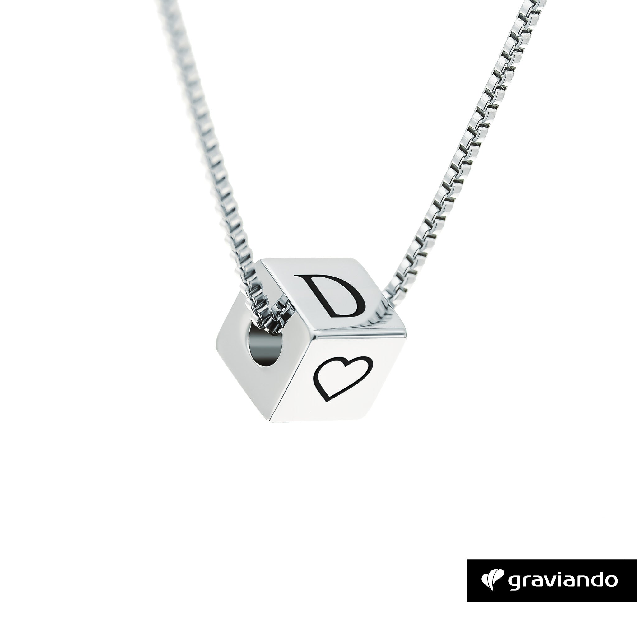 Halskette mit Gravur Würfel - Silber