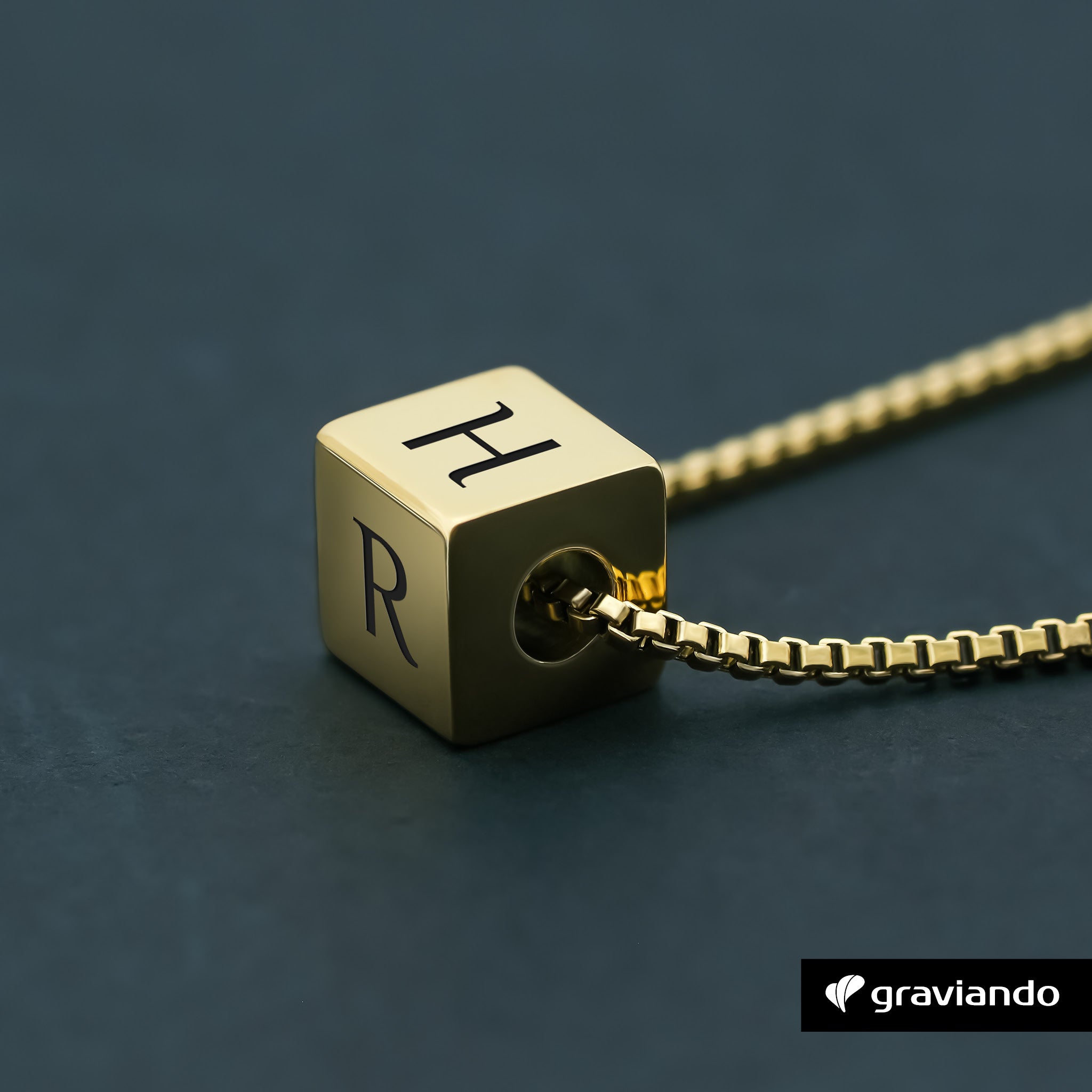 Halskette mit Gravur Würfel - Silber