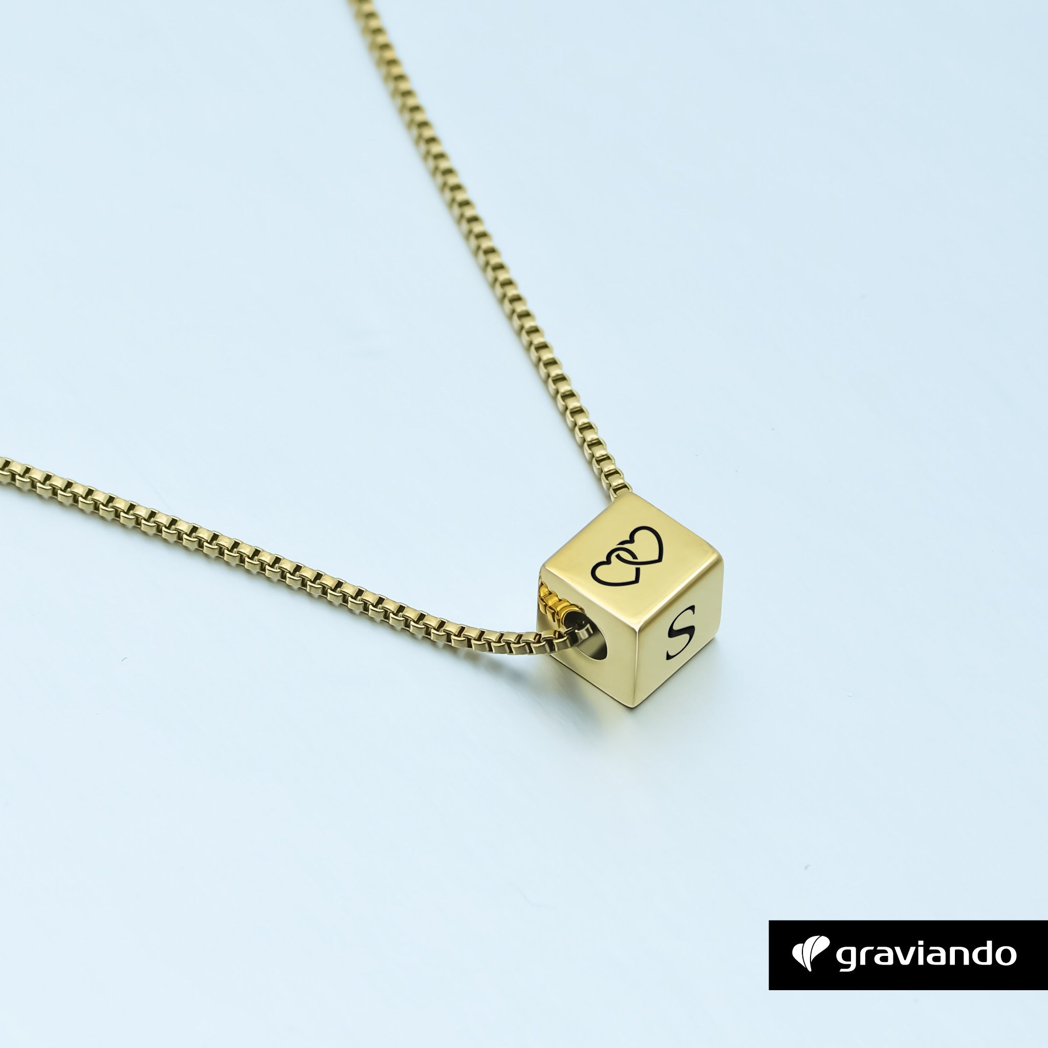 Halskette mit Gravur Würfel - Silber